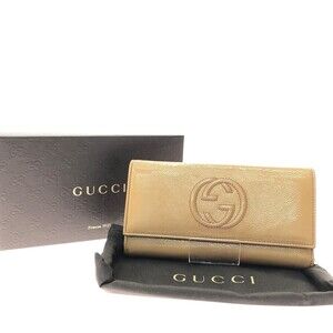 Gucci Soho Interlocking GG Long Wallet khaki Green